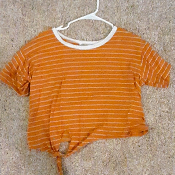 yellow white-striped crop top